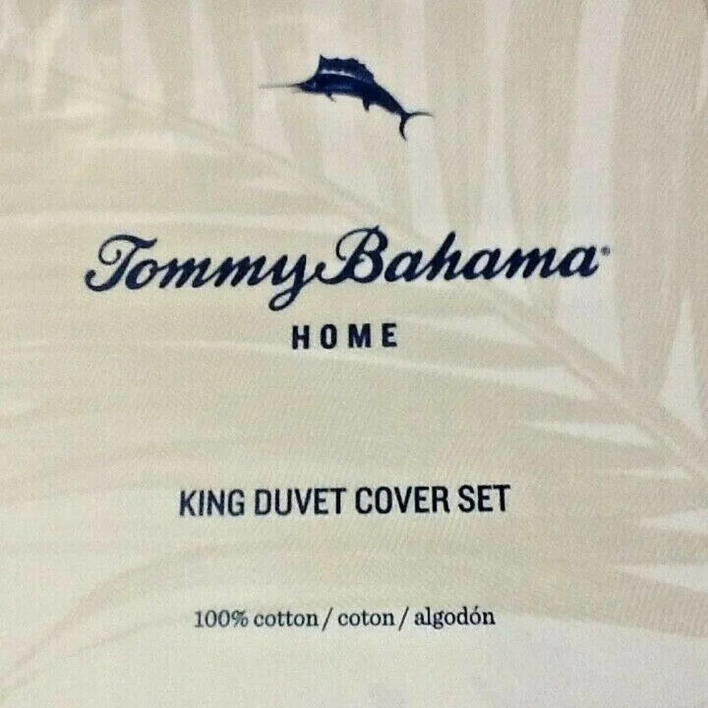 new Tommy Bahama Palmiers GREEN 100% Cotton KING Duvet Cover + 2 Pillow Shams